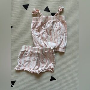 Garanimals|Baby girl/toddler Pink Striped Matching set,tank & ruffle shorts•••2T